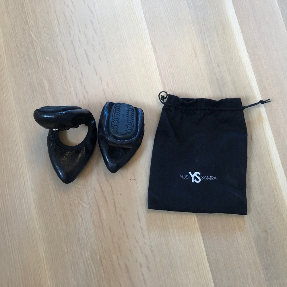 Yosi Samra Vienna Black Leather Ballet Flat Sz 8